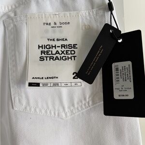 NWT Rag & Bone the shea high rise relaxed straight ankle length white jean 27